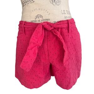 White House Black Market Pink Eyelet Tie-Waist Shorts | Size 8 | Lined Shorts